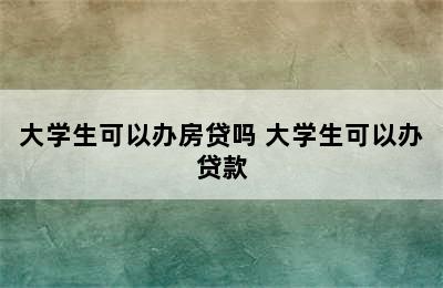 大学生可以办房贷吗 大学生可以办贷款